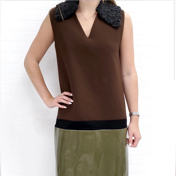 TER ET BANTINE Brown and Green Dress - Size M - Picture 2 of 9